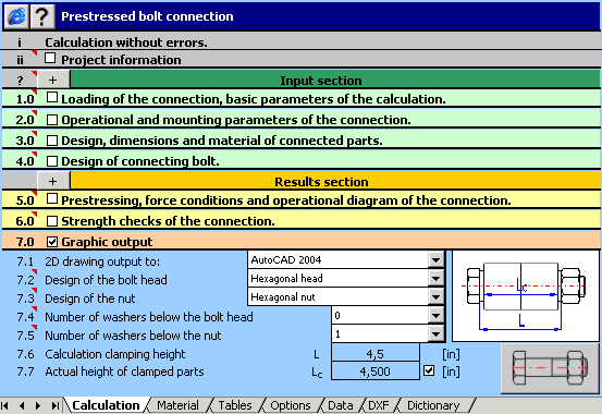 Screenshot for MITCalc Bolted connection 1.25