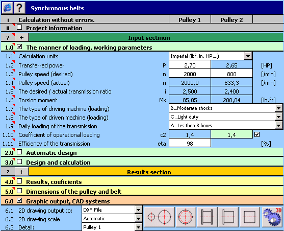 Click to view MITCalc Timing Belts Calculation 1.21 screenshot