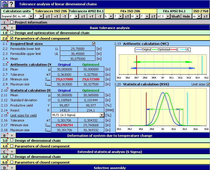 Screenshot for MITCalc Tolerance analysis 1.19