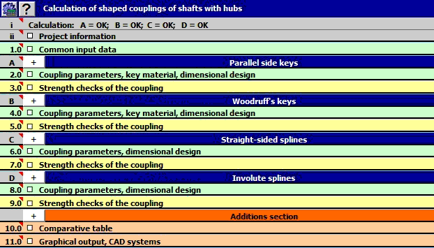 involute spline shaft tables