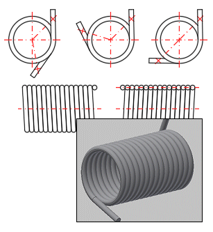 Spiral Cylindrical Torsion Springs - 2D and 3D Model